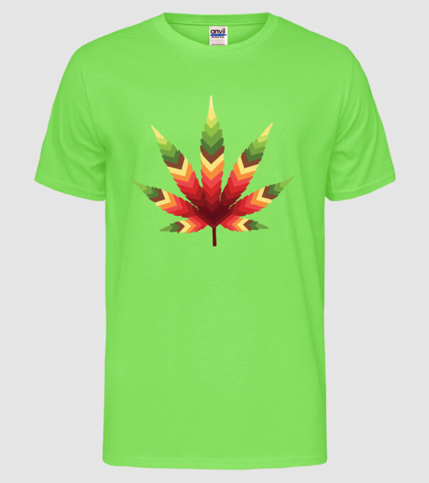 Frunză de canabis model verde neon pe tricou