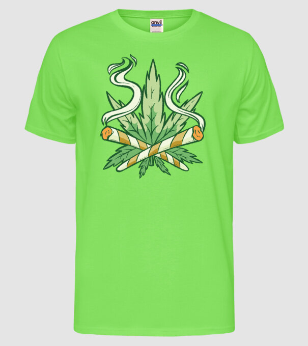 Cannabis Marijuana model verde neon pe tricou