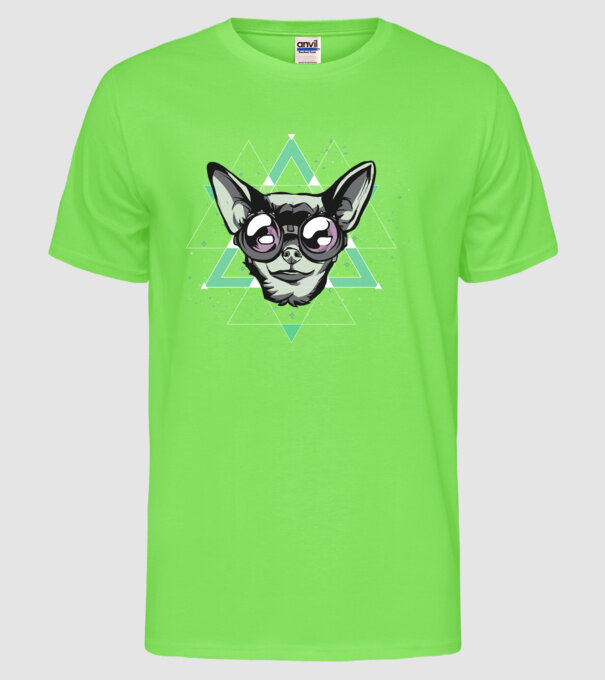 Tricou cu Câine Chihuahua model verde neon pe tricou
