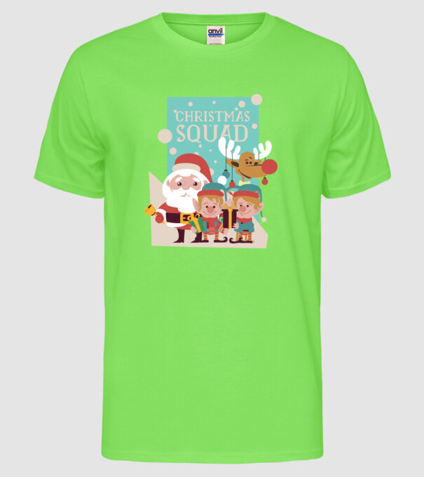 Christmas Squad Echipa de Crăciun model verde neon pe tricou