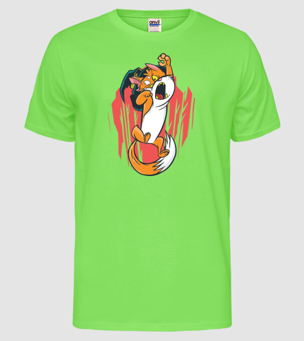 Pisică Vrăjitoare model verde neon pe tricou