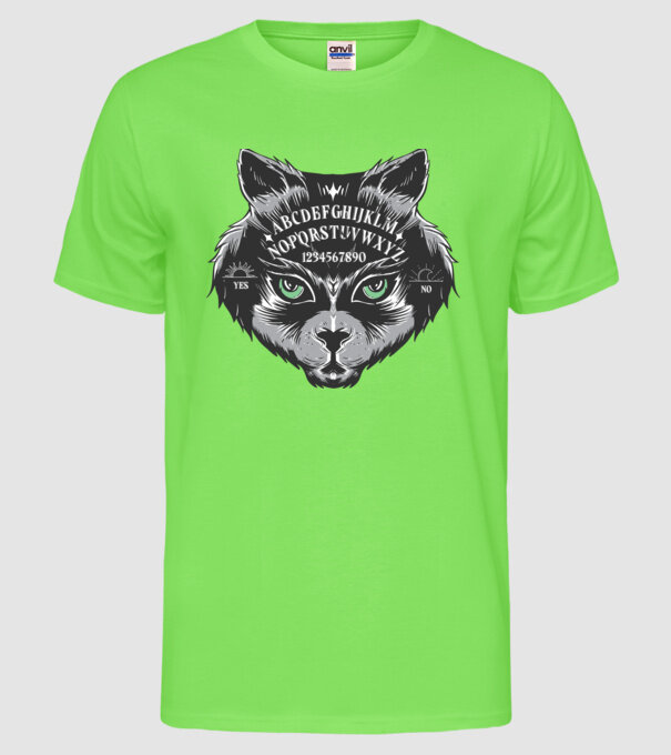 cap pisică joc de aventură model verde neon pe tricou