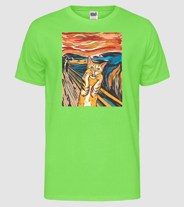 pictură Parodie Pisică model verde neon pe tricou