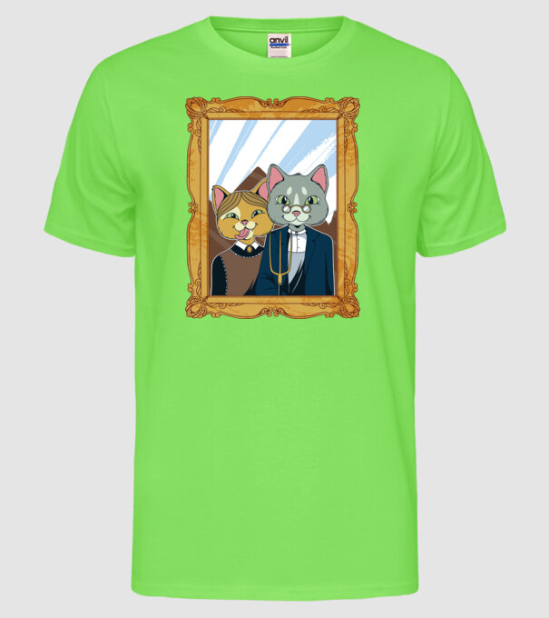 Portret Pisică model verde neon pe tricou