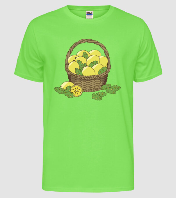 Coș de lămâi model verde neon pe tricou