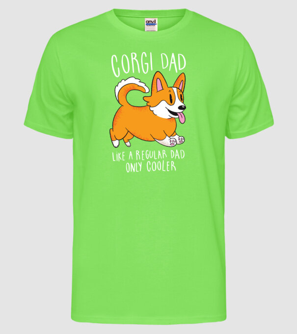 Tată de Corgi model verde neon pe tricou