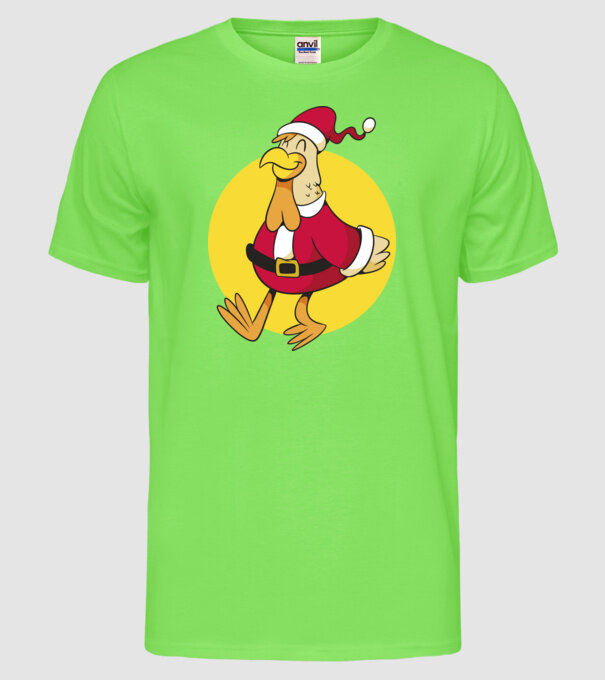 Moș Crăciun Pui model verde neon pe tricou