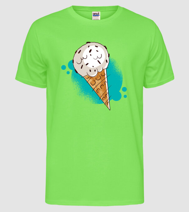 Înghețată cu ciocolată model verde neon pe tricou