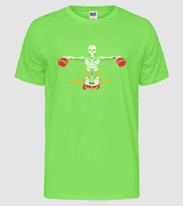 Schelet Boxer model verde neon pe tricou