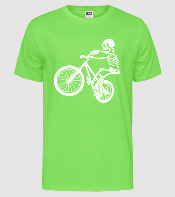 Biciclist schelet model verde neon pe tricou