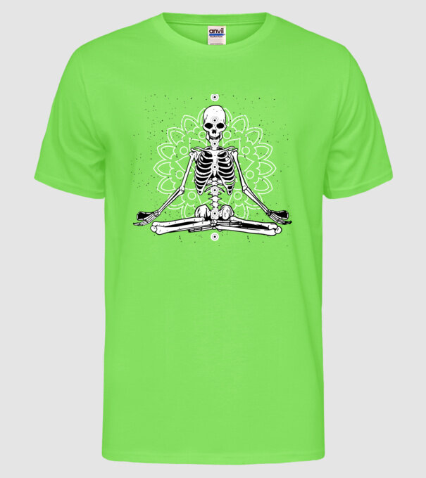 Schelet Yoga model verde neon pe tricou
