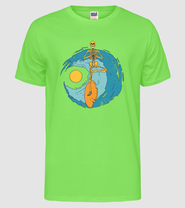 Schelet Surfer model verde neon pe tricou