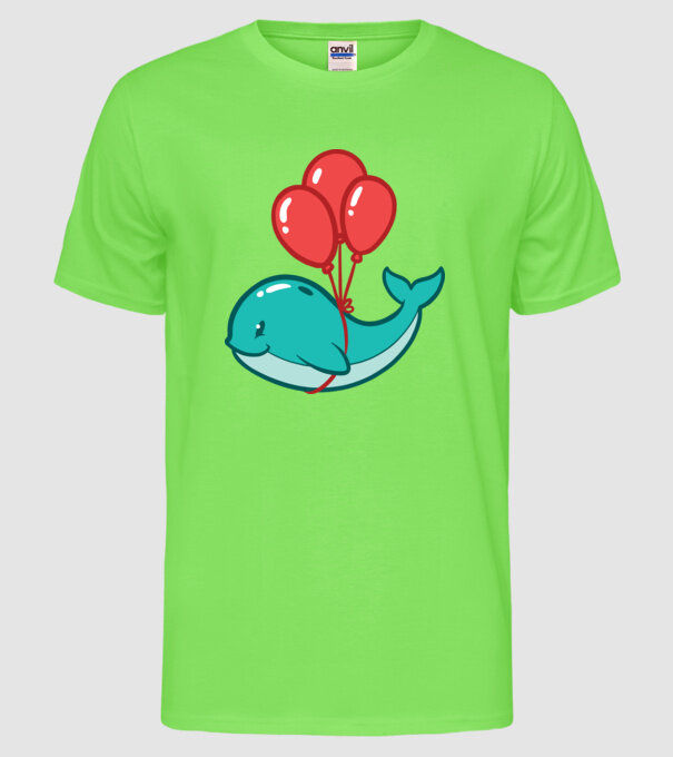 Balenă Drăguță cu Balon model verde neon pe tricou
