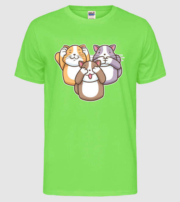 Pisicuțe drăguțe model verde neon pe tricou