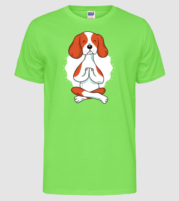 Yoga Drăguț Câine Beagle model verde neon pe tricou