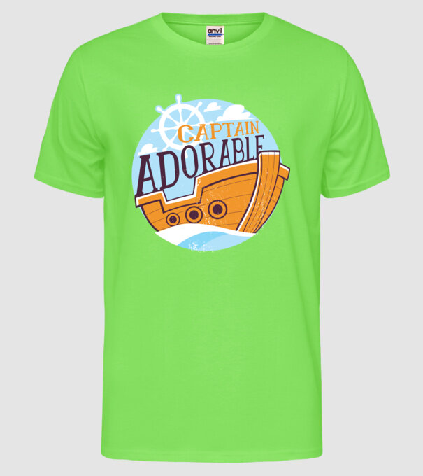 Căpitan drăguț model verde neon pe tricou