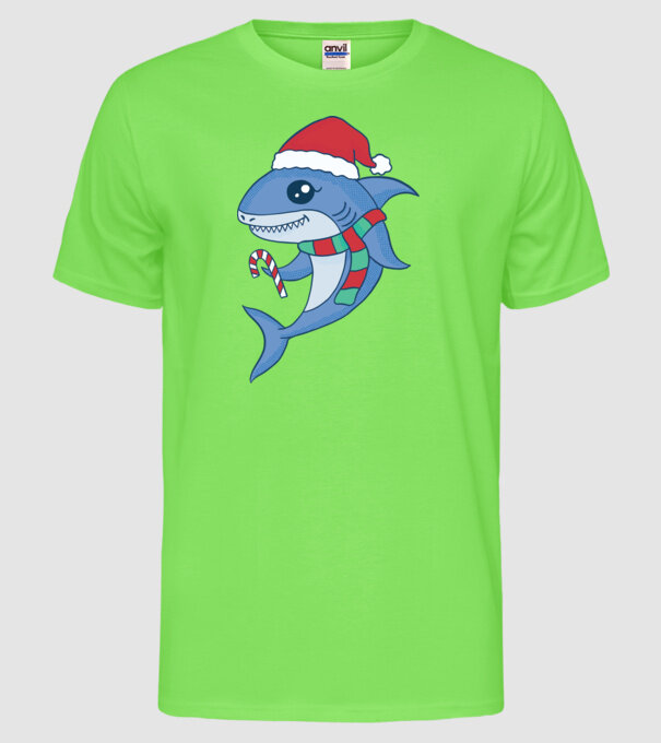 Rechin drăguț de Crăciun model verde neon pe tricou