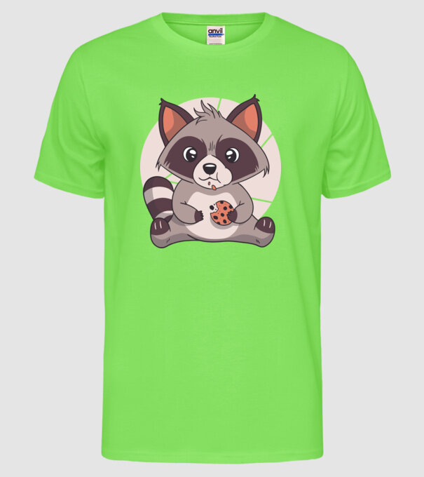 Tricou raton drăguț mâncând biscuiți model verde neon pe tricou