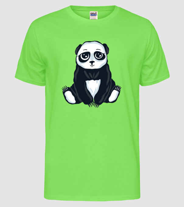 Panda drăguț model verde neon pe tricou