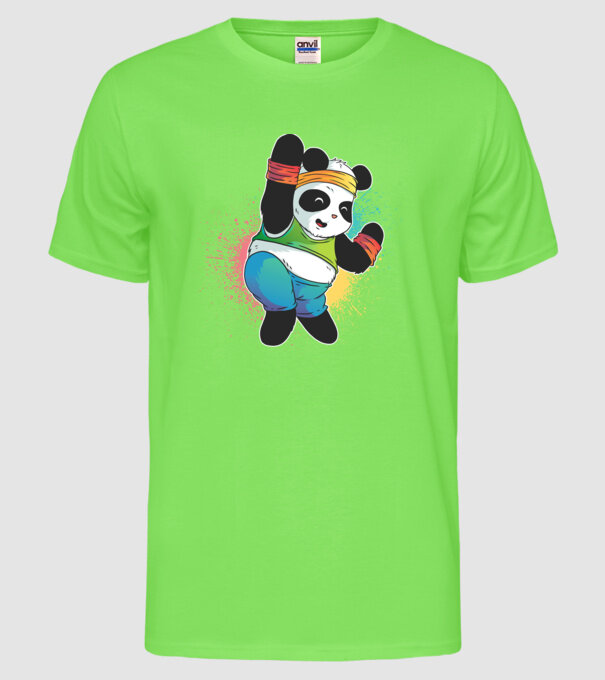 Panda drăguț Zumba model verde neon pe tricou