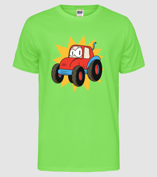 Tractor drăguț pentru copii model verde neon pe tricou