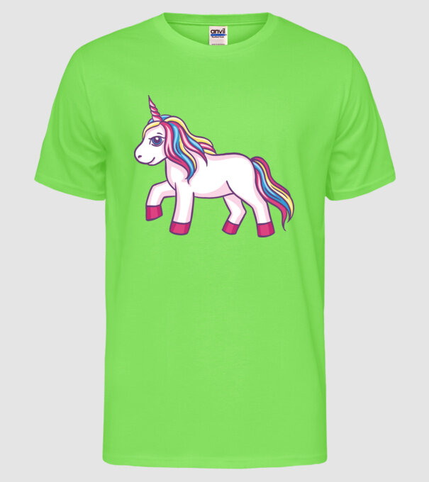 Unicorn drăguț model verde neon pe tricou