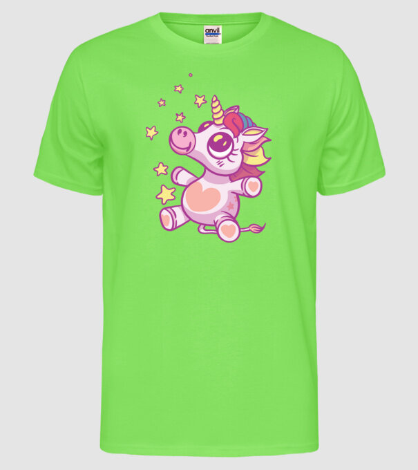 Unicorn drăguț model verde neon pe tricou