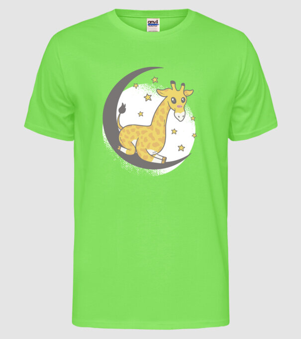 Girafă drăguță model verde neon pe tricou