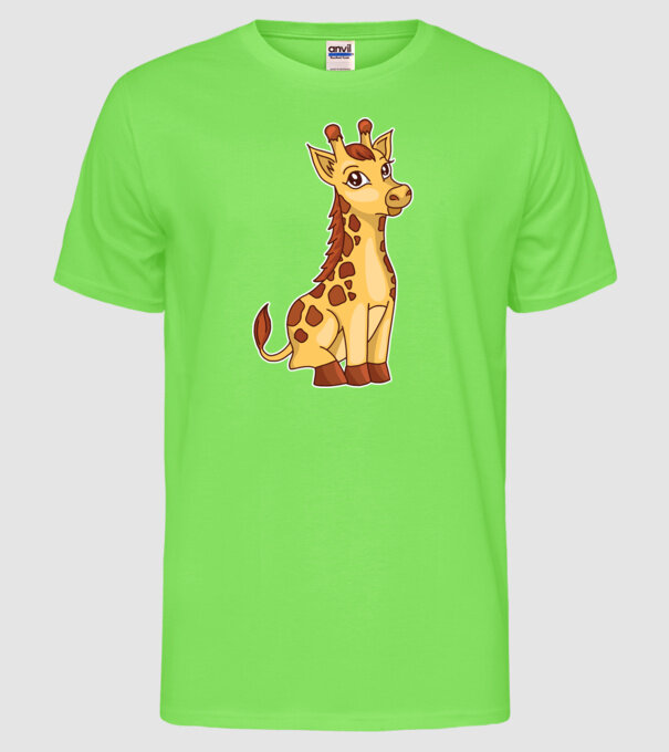 Girafă drăguță model verde neon pe tricou