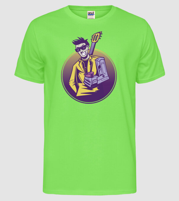 Chitarist Cyberpunk model verde neon pe tricou