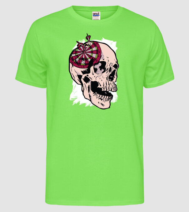 Craniu Darts model verde neon pe tricou