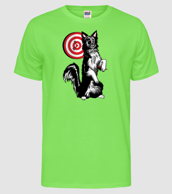 Câine cu Darts model verde neon pe tricou
