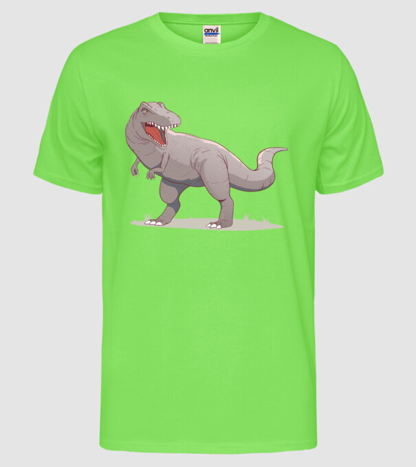 Dinozaur T-rex model verde neon pe tricou