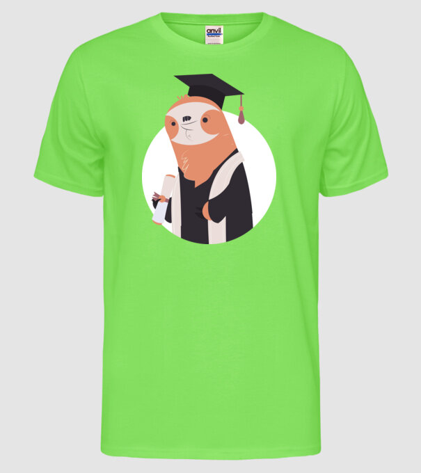 Leneș cu diplomă pentru absolvire model verde neon pe tricou
