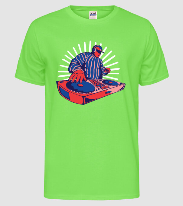 DJ disc jockey model verde neon pe tricou