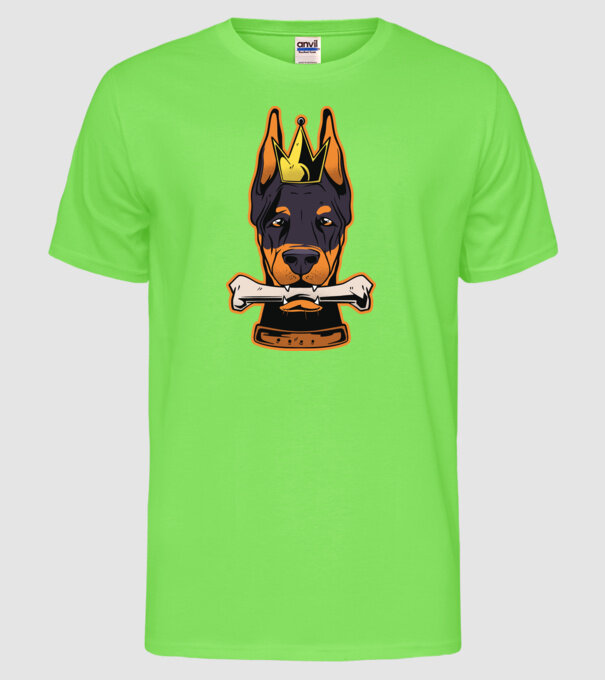 Rege Doberman model verde neon pe tricou