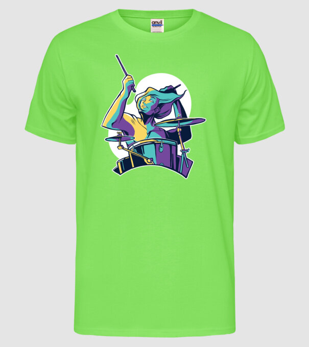 Baterist model verde neon pe tricou
