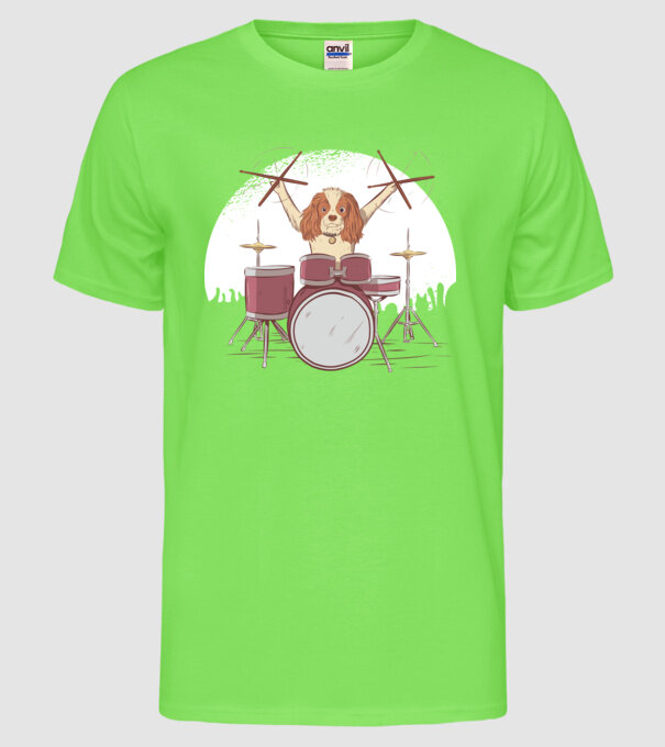Câine Baterist model verde neon pe tricou