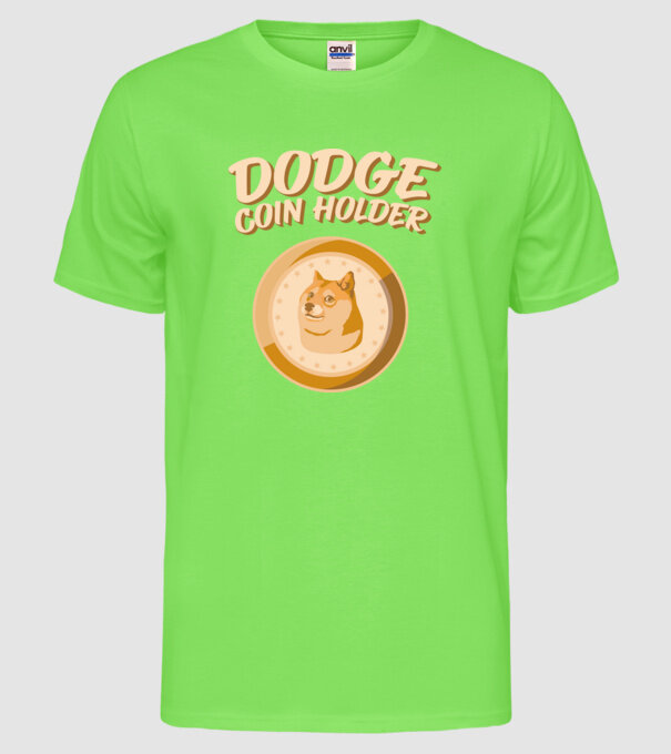 Doge Coin Holder model verde neon pe tricou