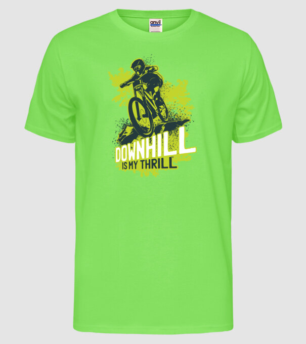 Downhill Is My Thrill tricou bicicletă model verde neon pe tricou