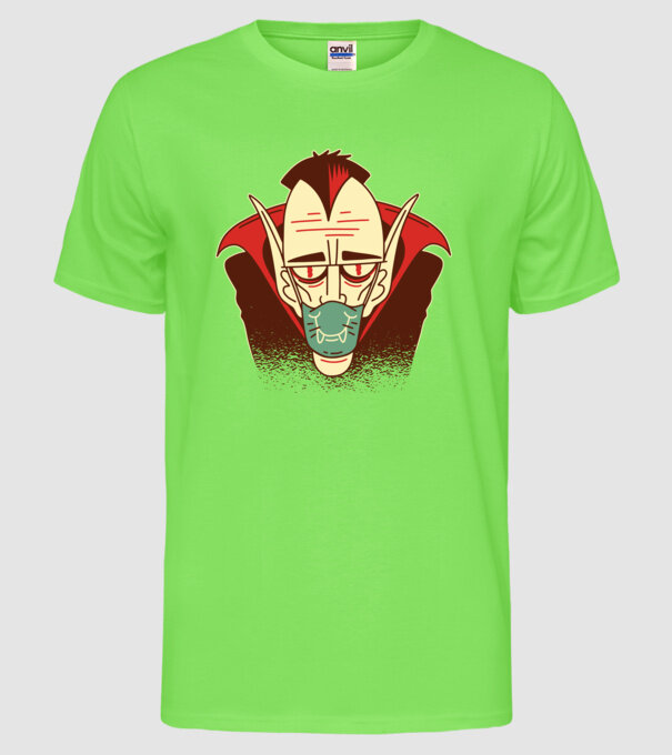 Dracula în mască model verde neon pe tricou
