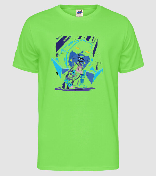 Dungeon Master model verde neon pe tricou