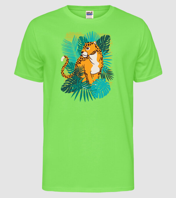 Jaguar junglă model verde neon pe tricou