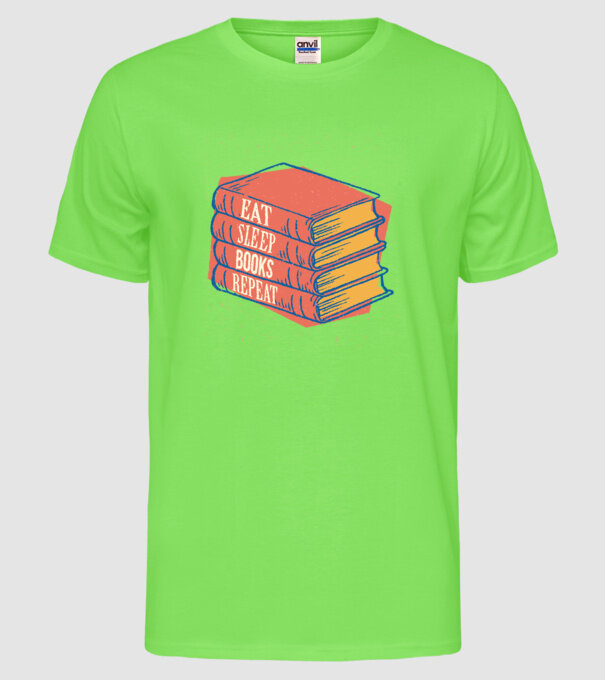 Eat Sleep Books Repeat Lectură model verde neon pe tricou