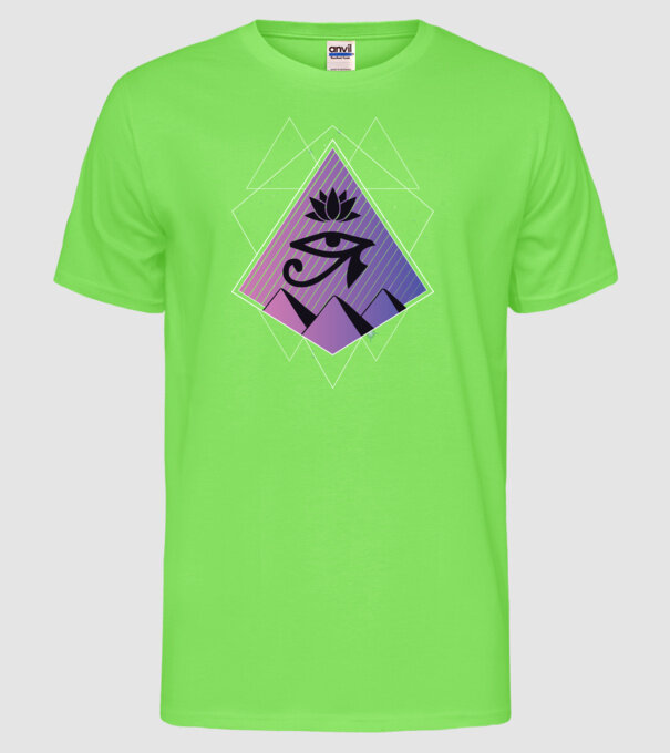 Egipt simbol geometric model verde neon pe tricou