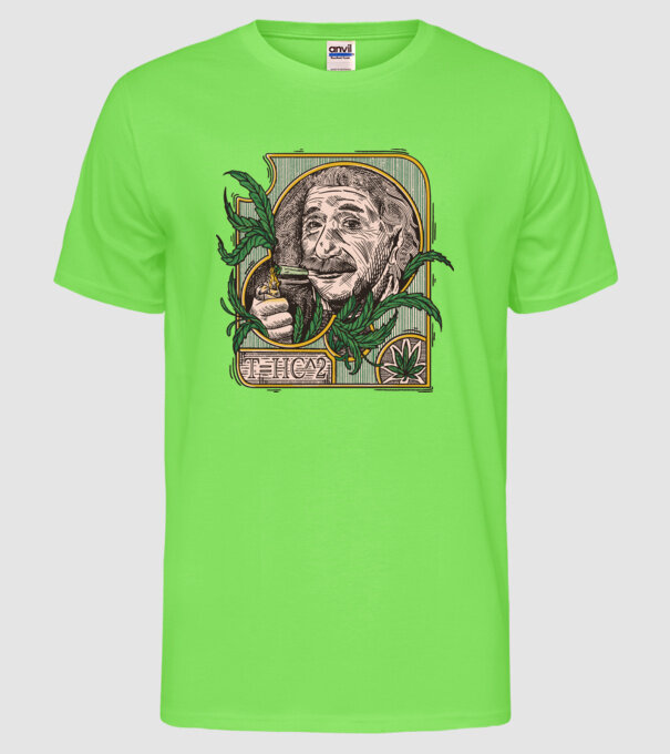 Einstein Marijuana THC model verde neon pe tricou