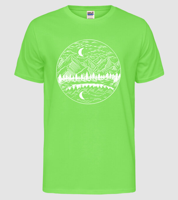 Peisaj de Noapte model verde neon pe tricou