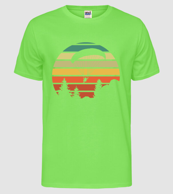 Parașutist model verde neon pe tricou