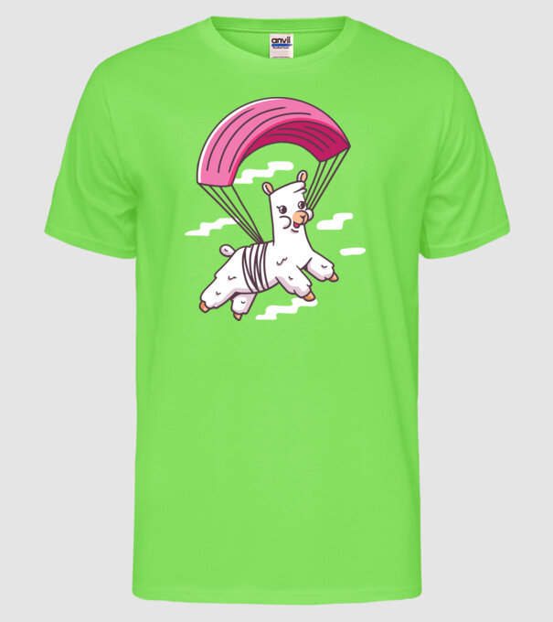 Alpaca parașutist model verde neon pe tricou