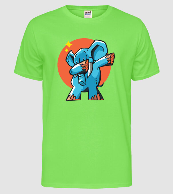 Elefant DAB model verde neon pe tricou